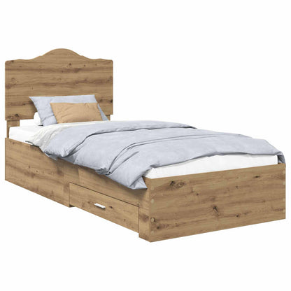 Struttura del letto con cassetto Rovere artigianale 90 x 190 cm | homemem39
