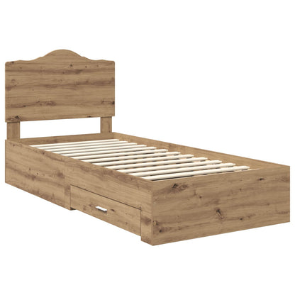 Struttura del letto con cassetto Rovere artigianale 90 x 190 cm | homemem39