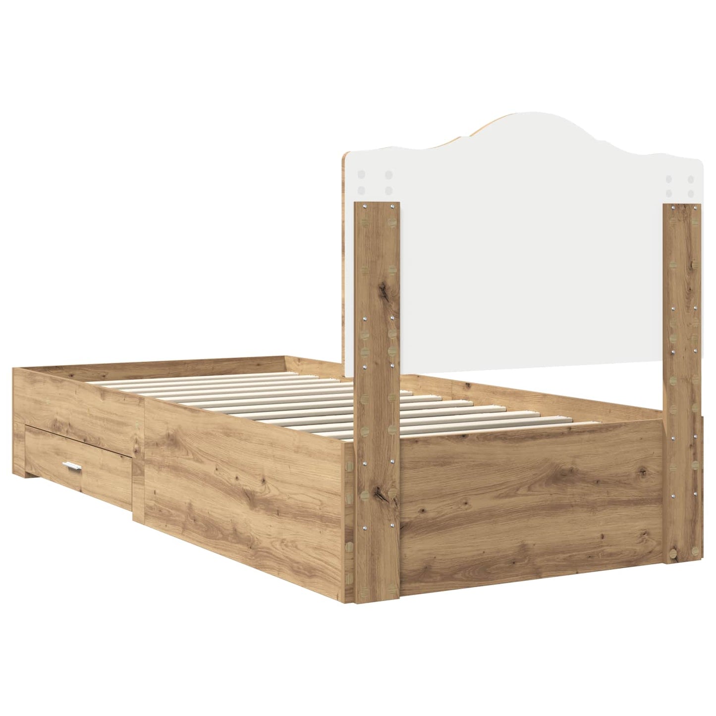 Struttura del letto con cassetto Rovere artigianale 90 x 190 cm | homemem39