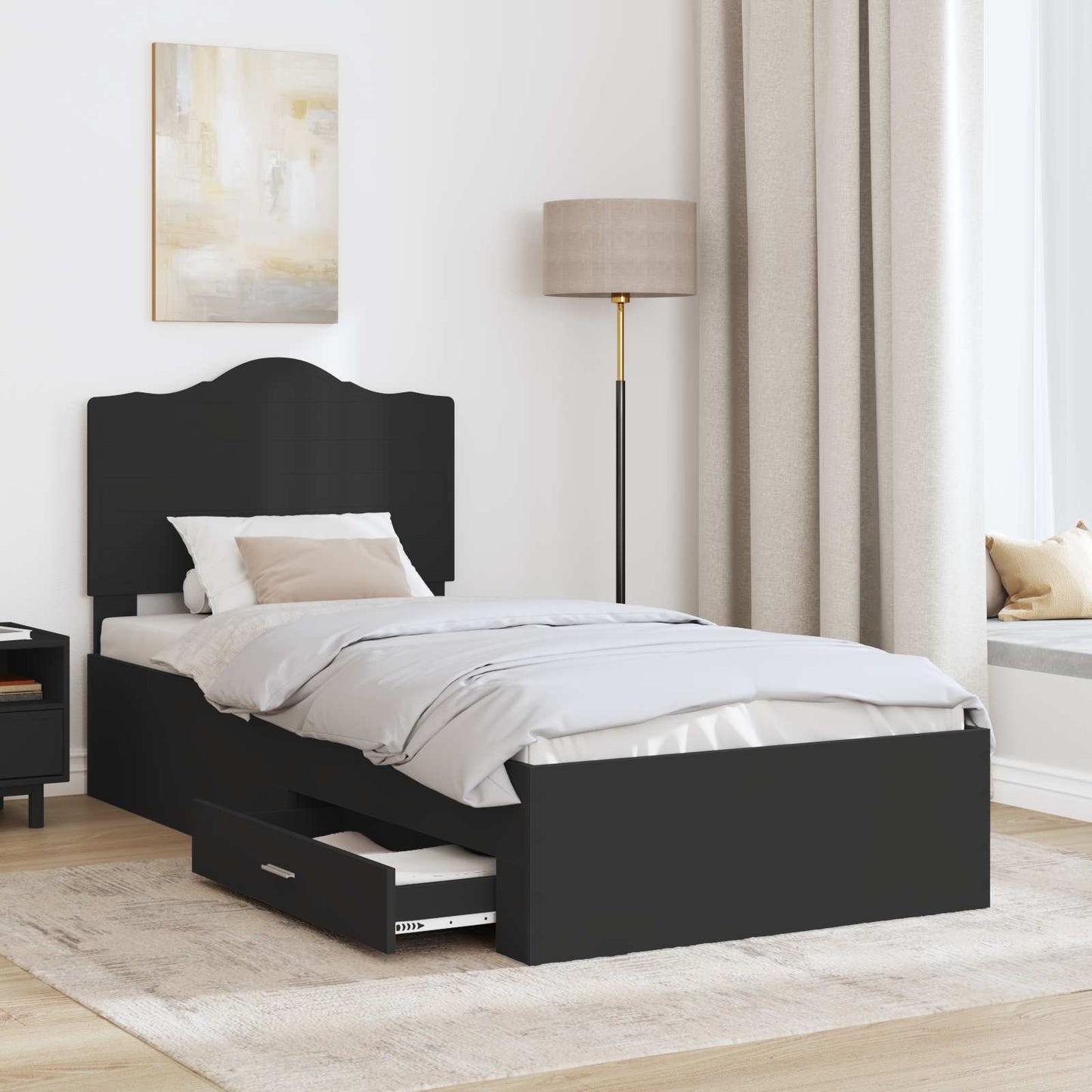 Struttura del letto Nero 70 x 190 cm Legno multistrato | homemem39