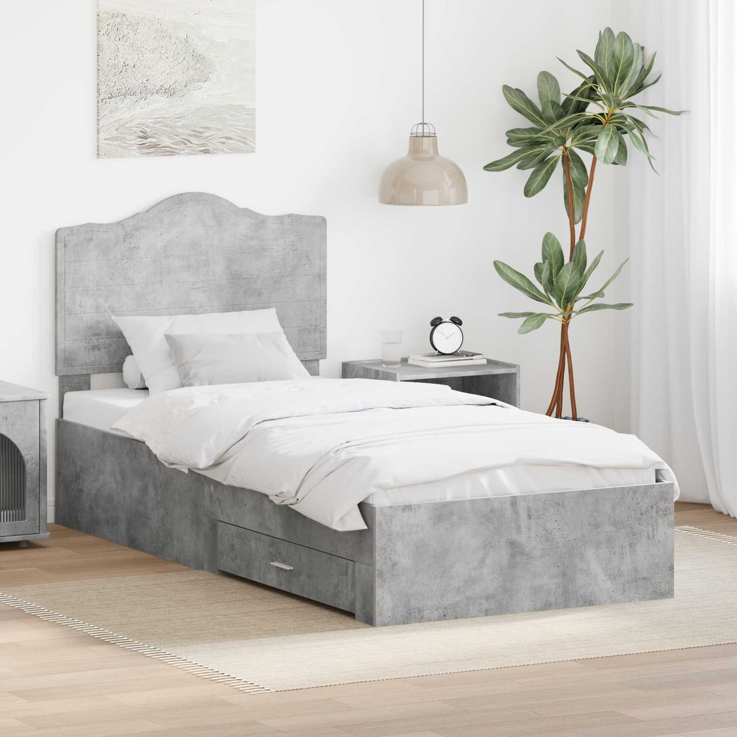 Struttura del letto con testiera Grigio cemento 70 x 190 cm