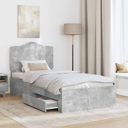 Struttura del letto con testiera Grigio cemento 70 x 190 cm