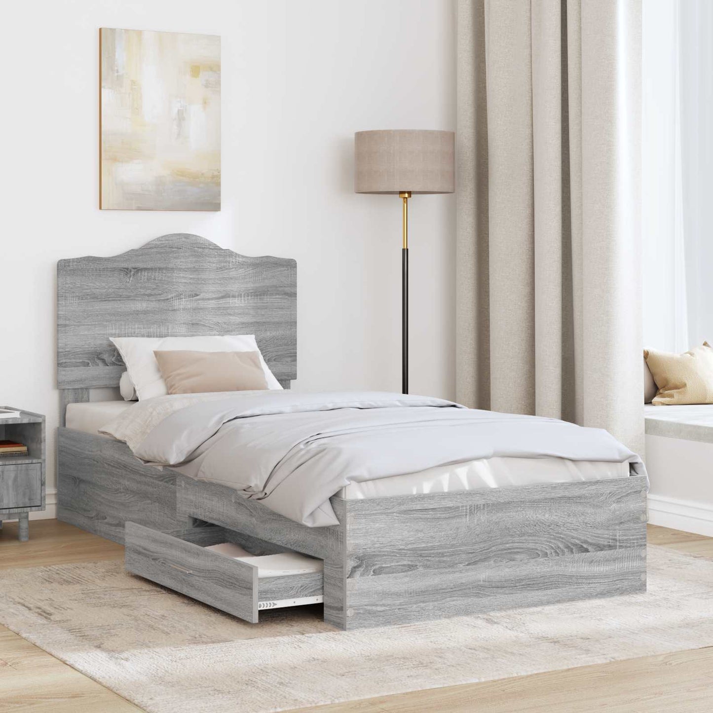 Struttura del letto Grigio Sonoma 75 x 190 cm Legno multistrato | homemem39
