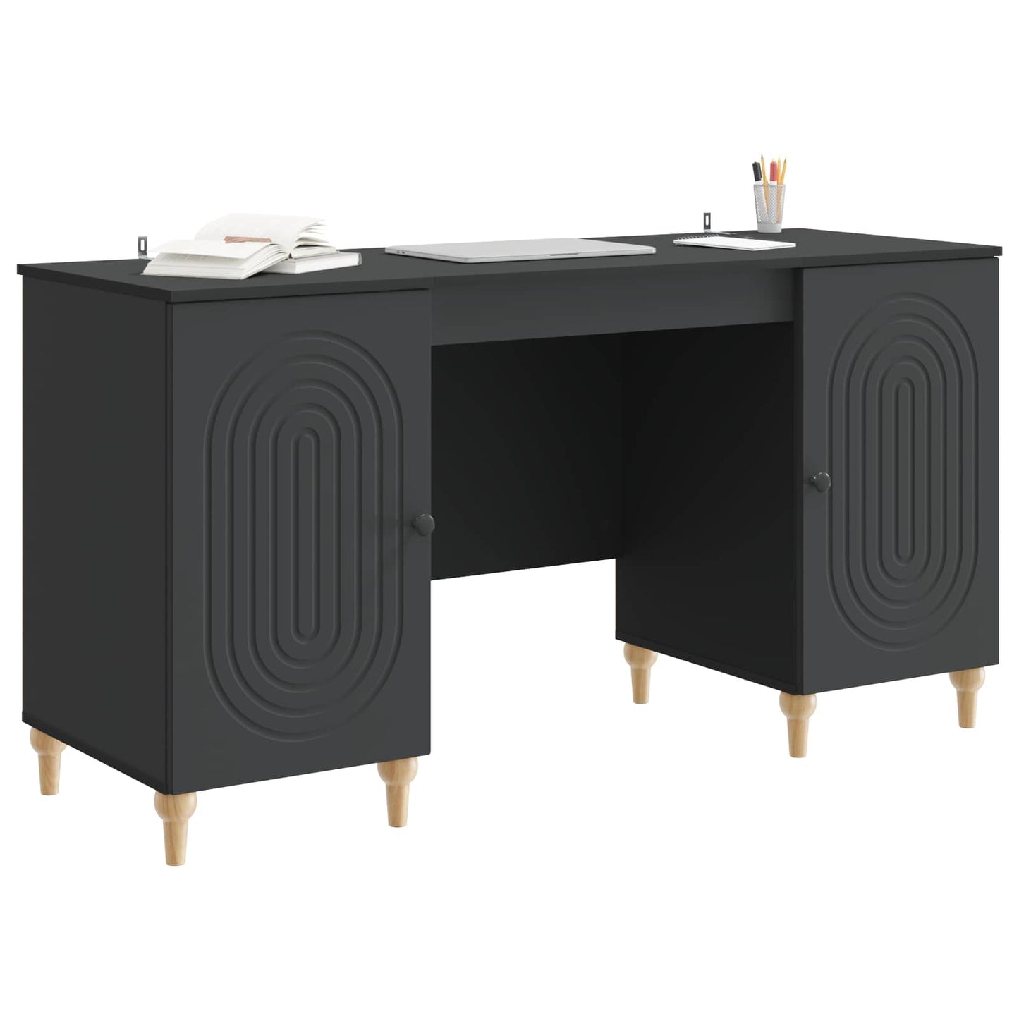 Scrivania Nero 142,5 x 50 x 75 cm Legno ingegnerizzato | homemem39
