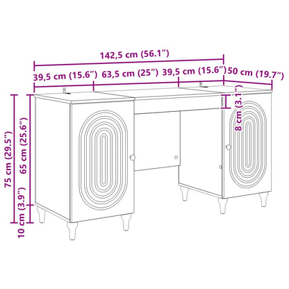 Scrivania Nero 142,5 x 50 x 75 cm Legno ingegnerizzato | homemem39