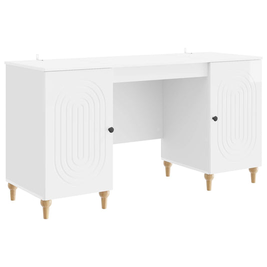 Scrivania Bianco Lucido 142,5 x 50 x 75 cm Legno ingegnerizzato | homemem39