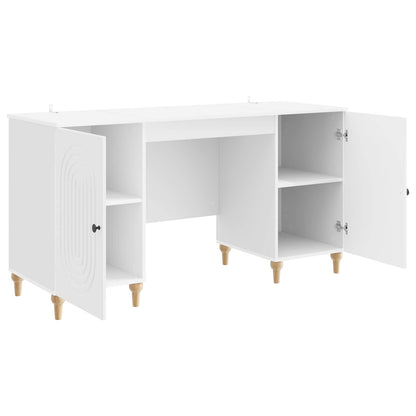 Scrivania Bianco Lucido 142,5 x 50 x 75 cm Legno ingegnerizzato | homemem39