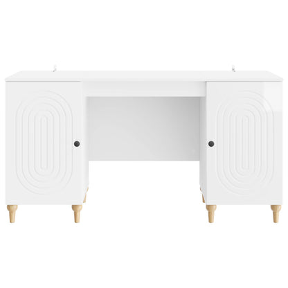 Scrivania Bianco Lucido 142,5 x 50 x 75 cm Legno ingegnerizzato | homemem39