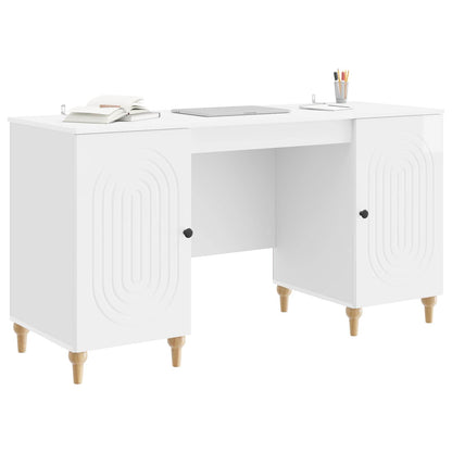 Scrivania Bianco Lucido 142,5 x 50 x 75 cm Legno ingegnerizzato | homemem39
