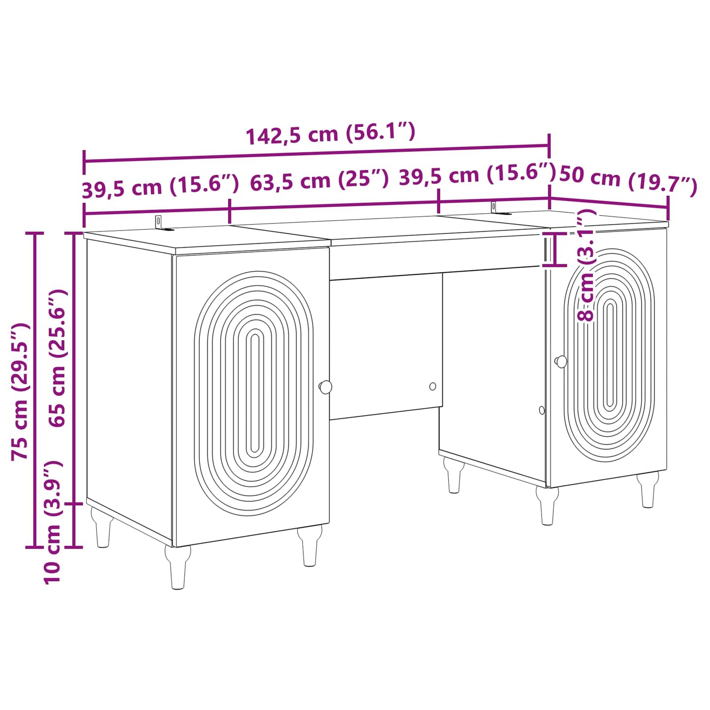 Scrivania Rovere Fumo 142,5 x 50 x 75 cm Legno ingegnerizzato | homemem39
