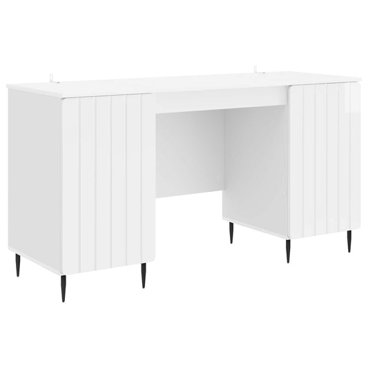 Scrivania Bianco Lucido 142,5 x 50 x 75 cm Legno ingegnerizzato | homemem39