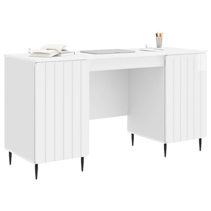 Scrivania Bianco Lucido 142,5 x 50 x 75 cm Legno ingegnerizzato | homemem39