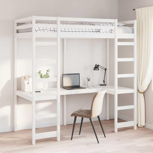 Struttura per letto soppalco Bianco 90 x 200 cm Pino massello | homemem39