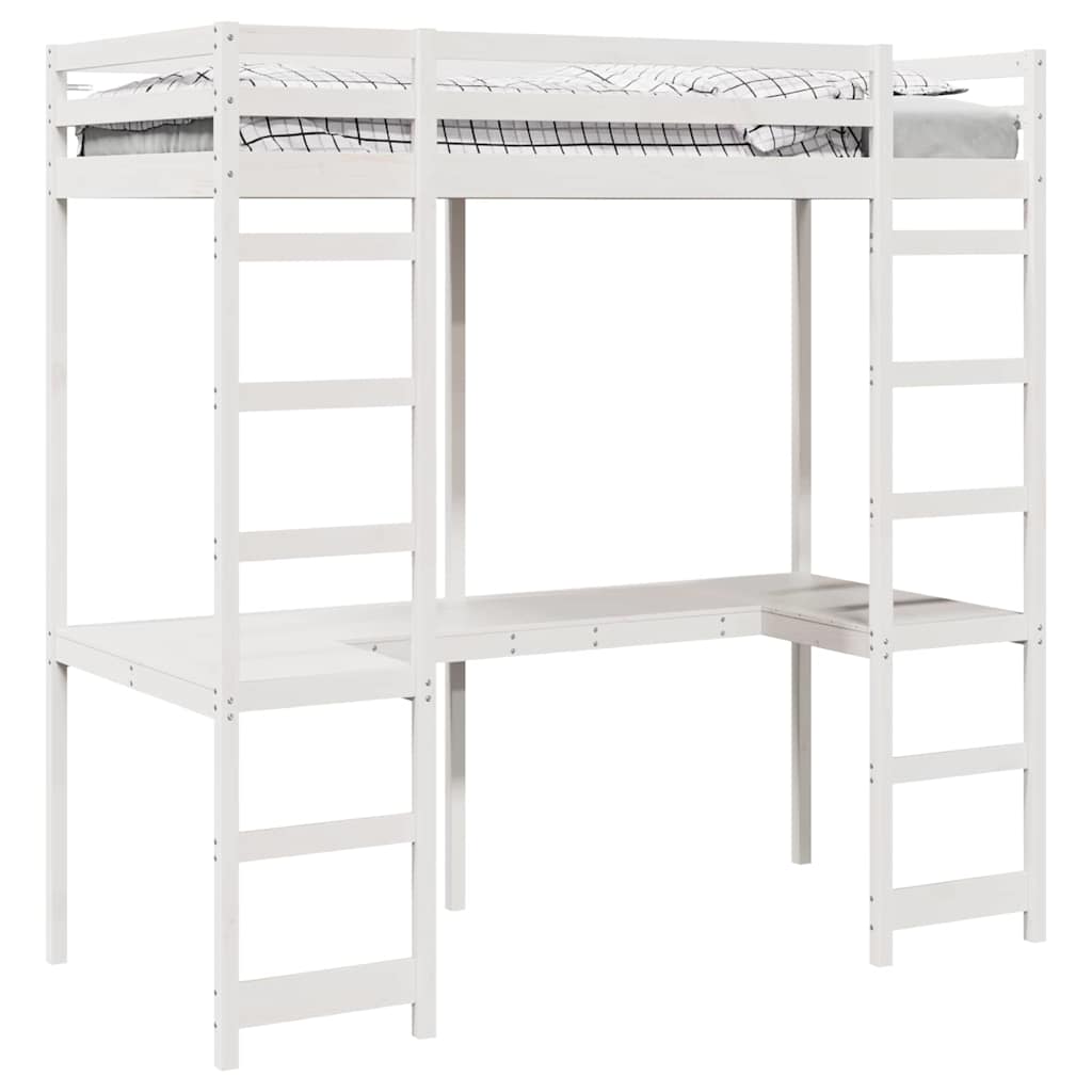 Struttura per letto soppalco Bianco 90 x 200 cm Pino massello | homemem39