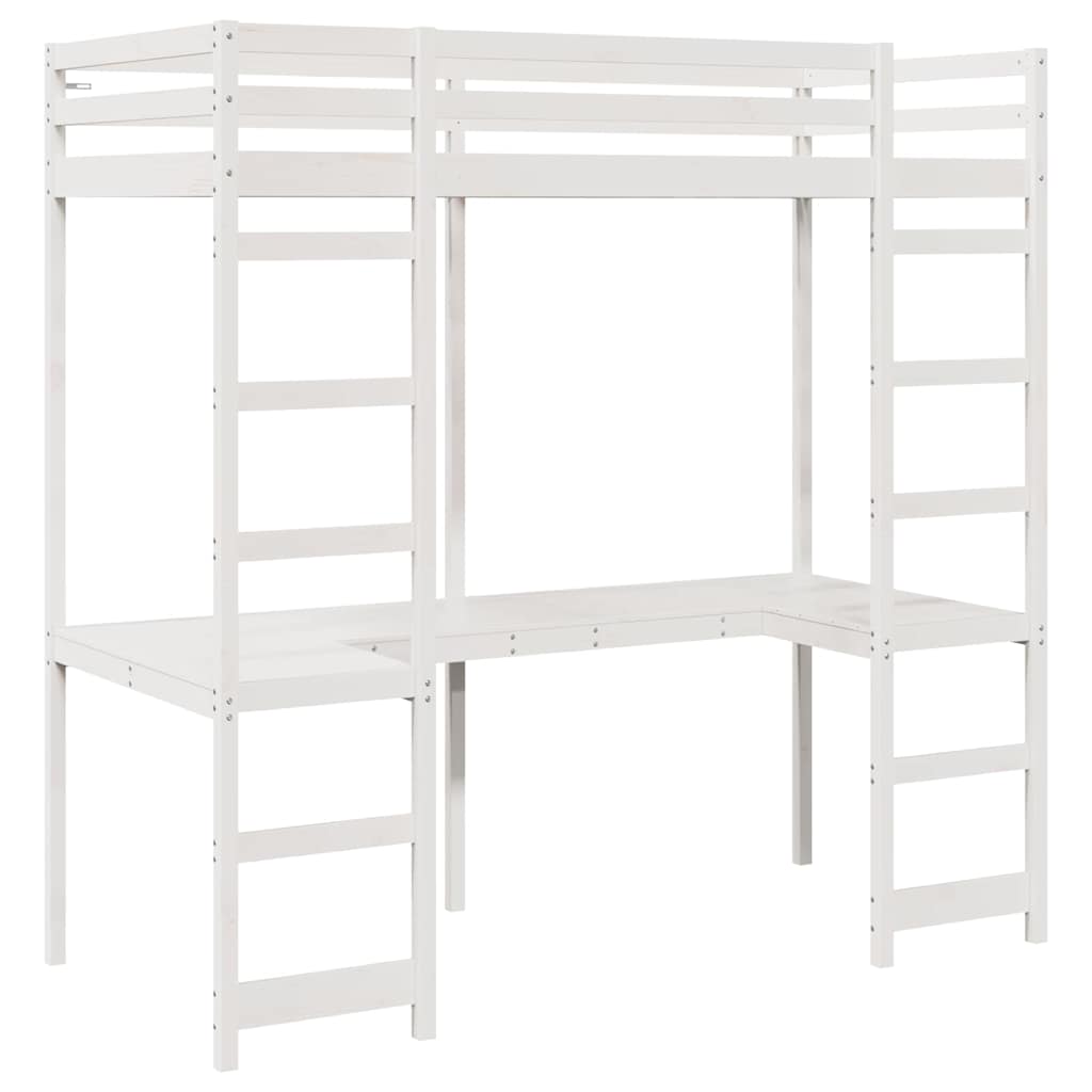 Struttura per letto soppalco Bianco 90 x 200 cm Pino massello | homemem39