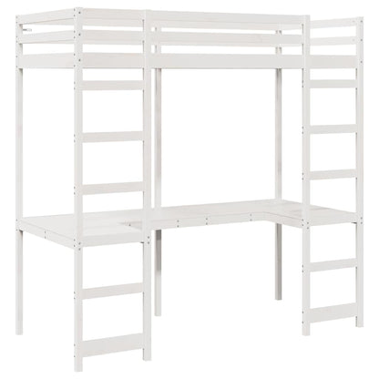 Struttura per letto soppalco Bianco 90 x 200 cm Pino massello | homemem39