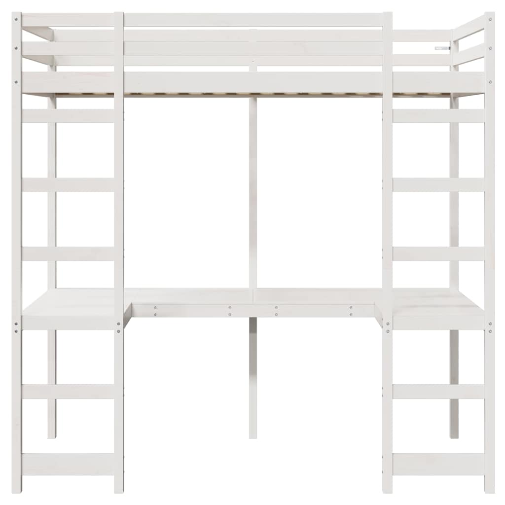 Struttura per letto soppalco Bianco 90 x 200 cm Pino massello | homemem39