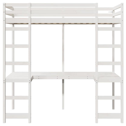 Struttura per letto soppalco Bianco 90 x 200 cm Pino massello | homemem39
