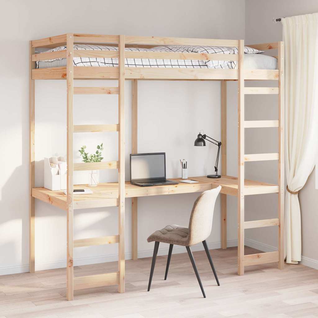 Struttura per letto soppalco Naturale 80 x 200 cm Pino massello | homemem39