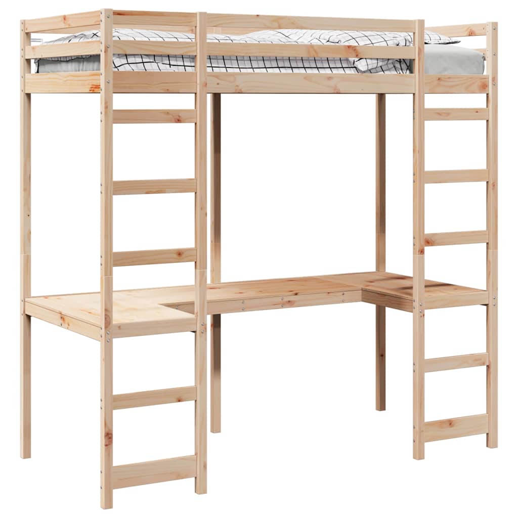 Struttura per letto soppalco Naturale 90 x 190 cm Pino massello | homemem39