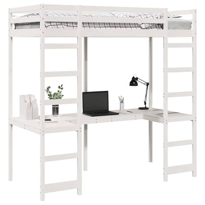 Struttura per letto soppalco Bianco 90 x 190 cm Pino massello | homemem39