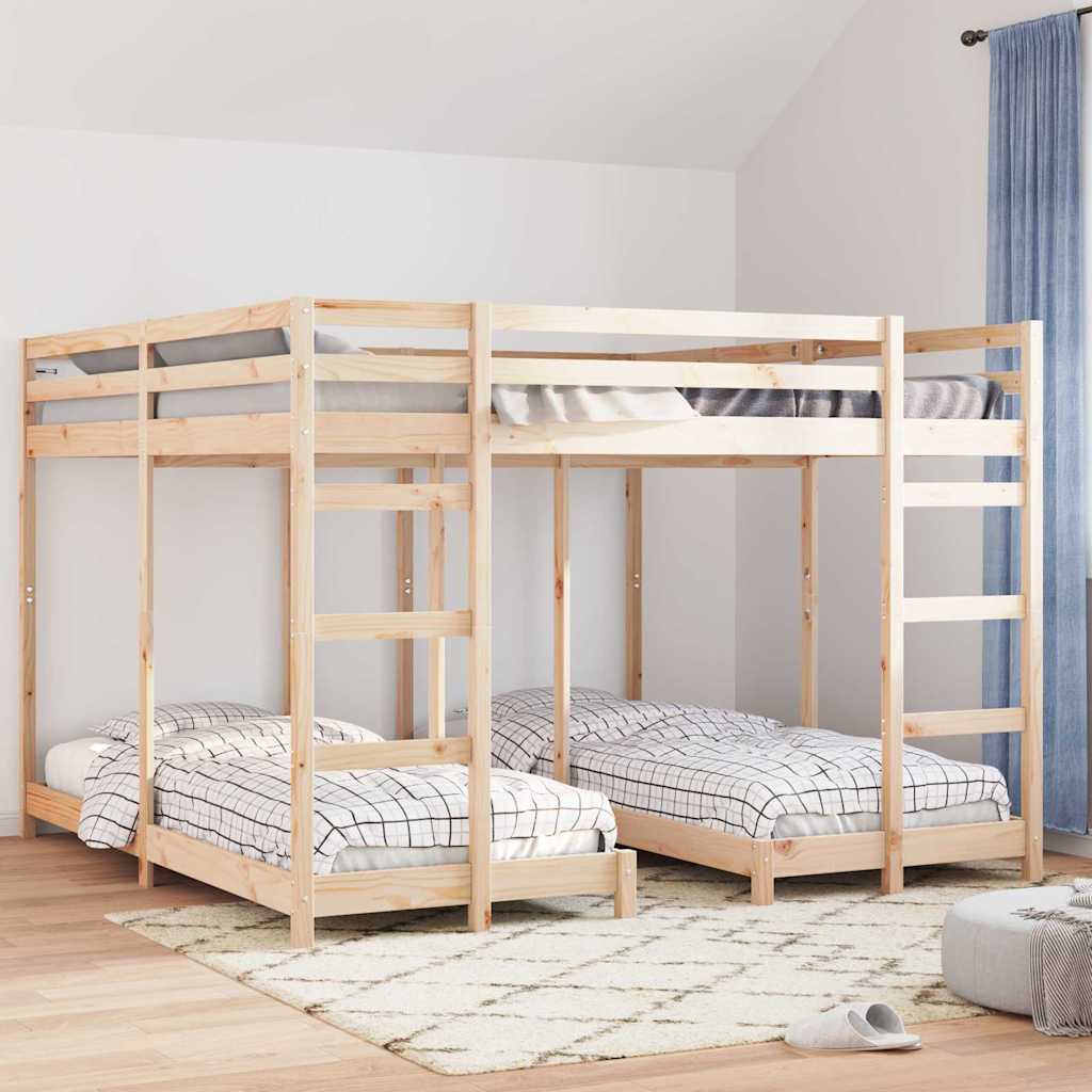 Struttura letto a castello triplo Naturale 80 / 200 x 200 cm | homemem39