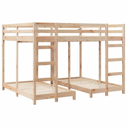 Struttura letto a castello triplo Naturale 80 / 200 x 200 cm | homemem39