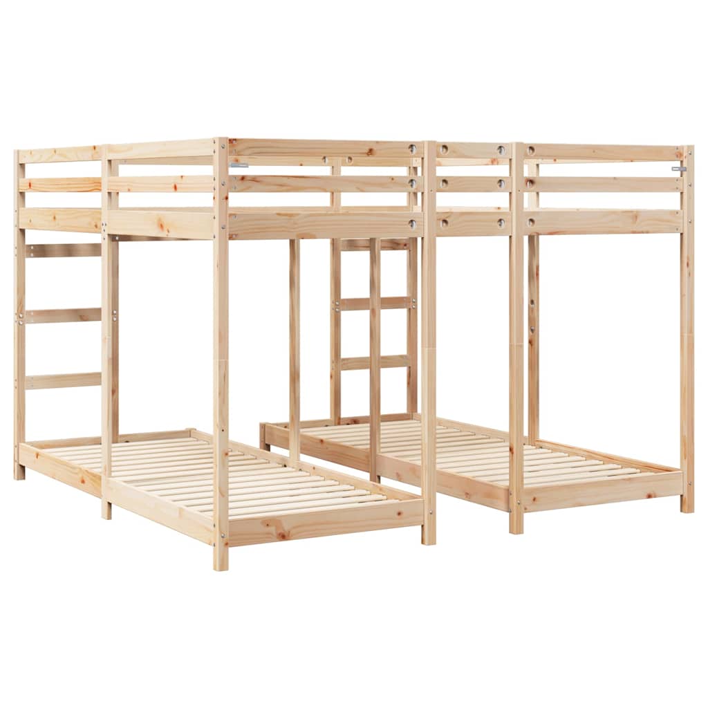 Struttura letto a castello triplo Naturale 80 / 200 x 200 cm | homemem39