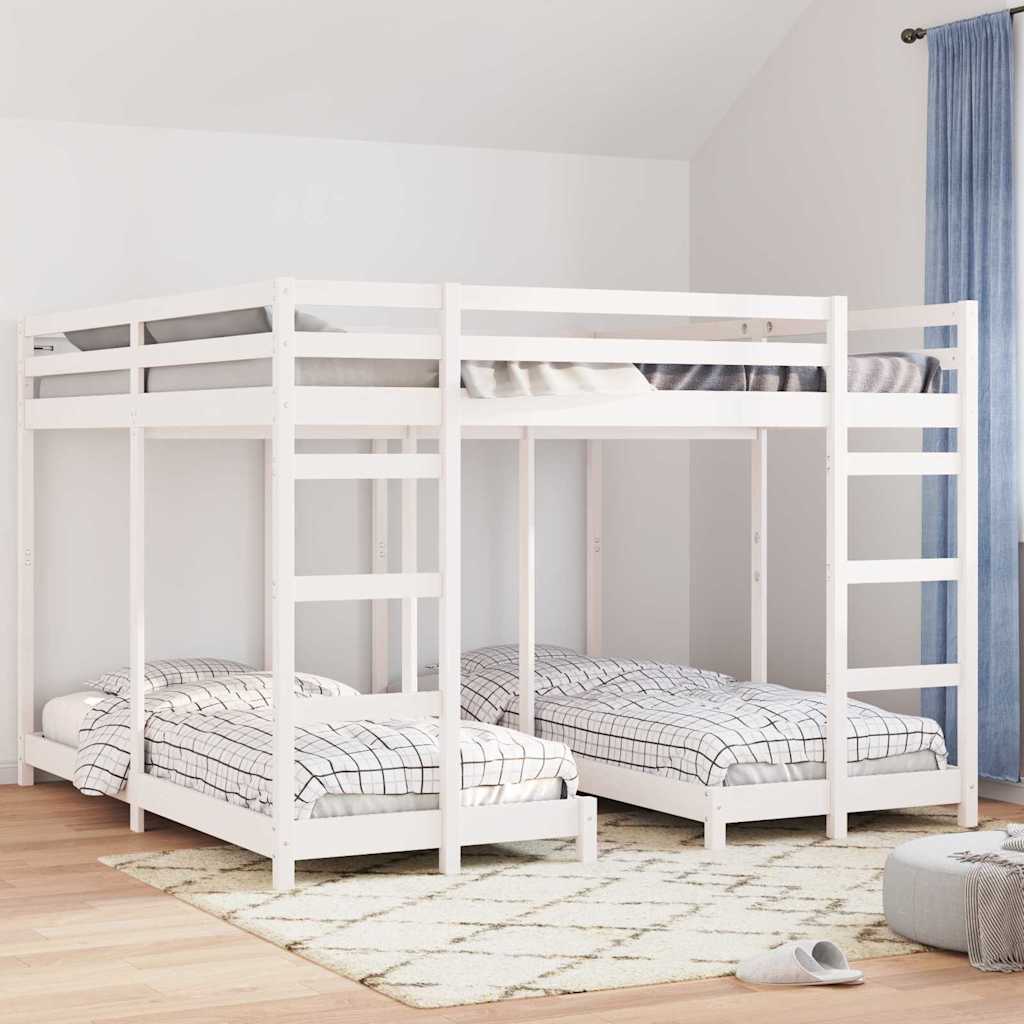 Struttura letto a castello triplo Bianco 200 x 200 cm