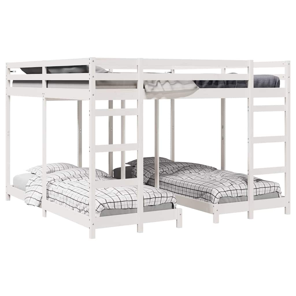 Struttura letto a castello triplo Bianco 200 x 200 cm | homemem39