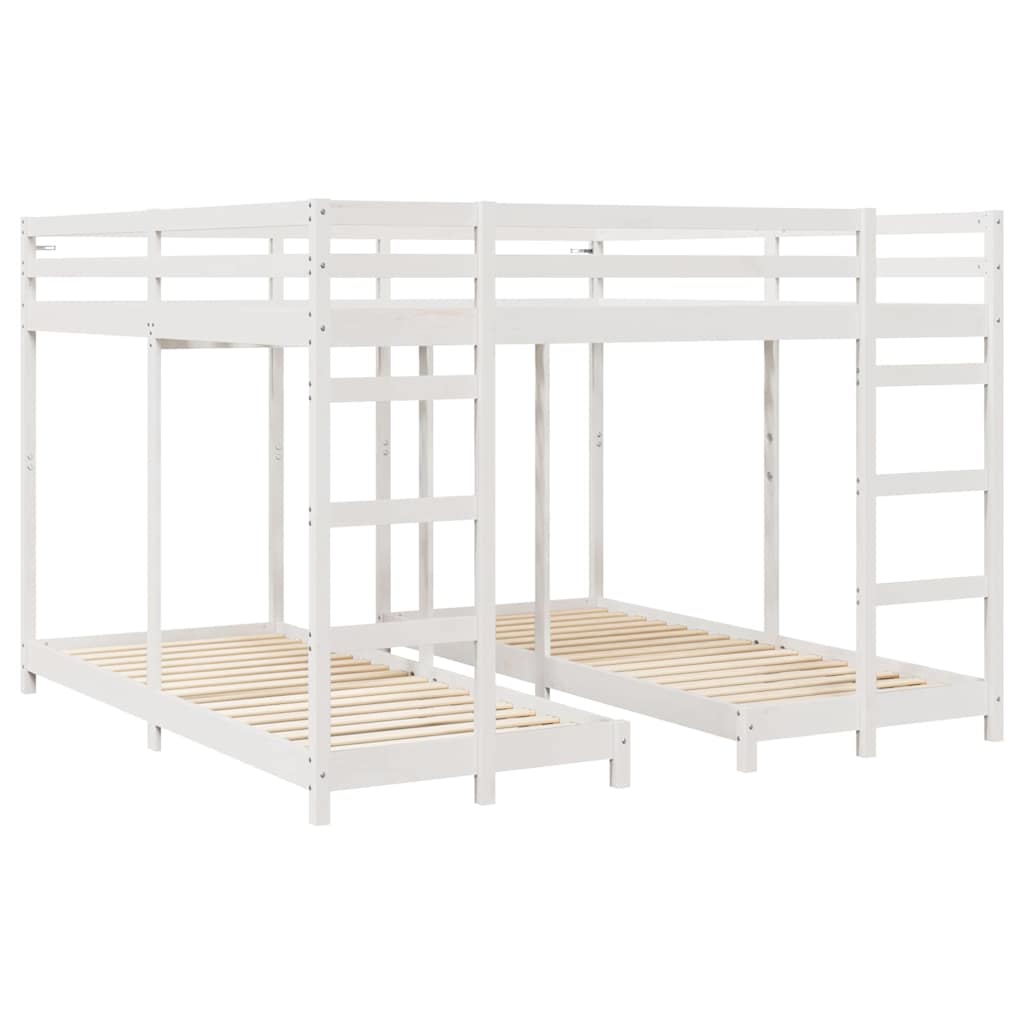 Struttura letto a castello triplo Bianco 200 x 200 cm | homemem39