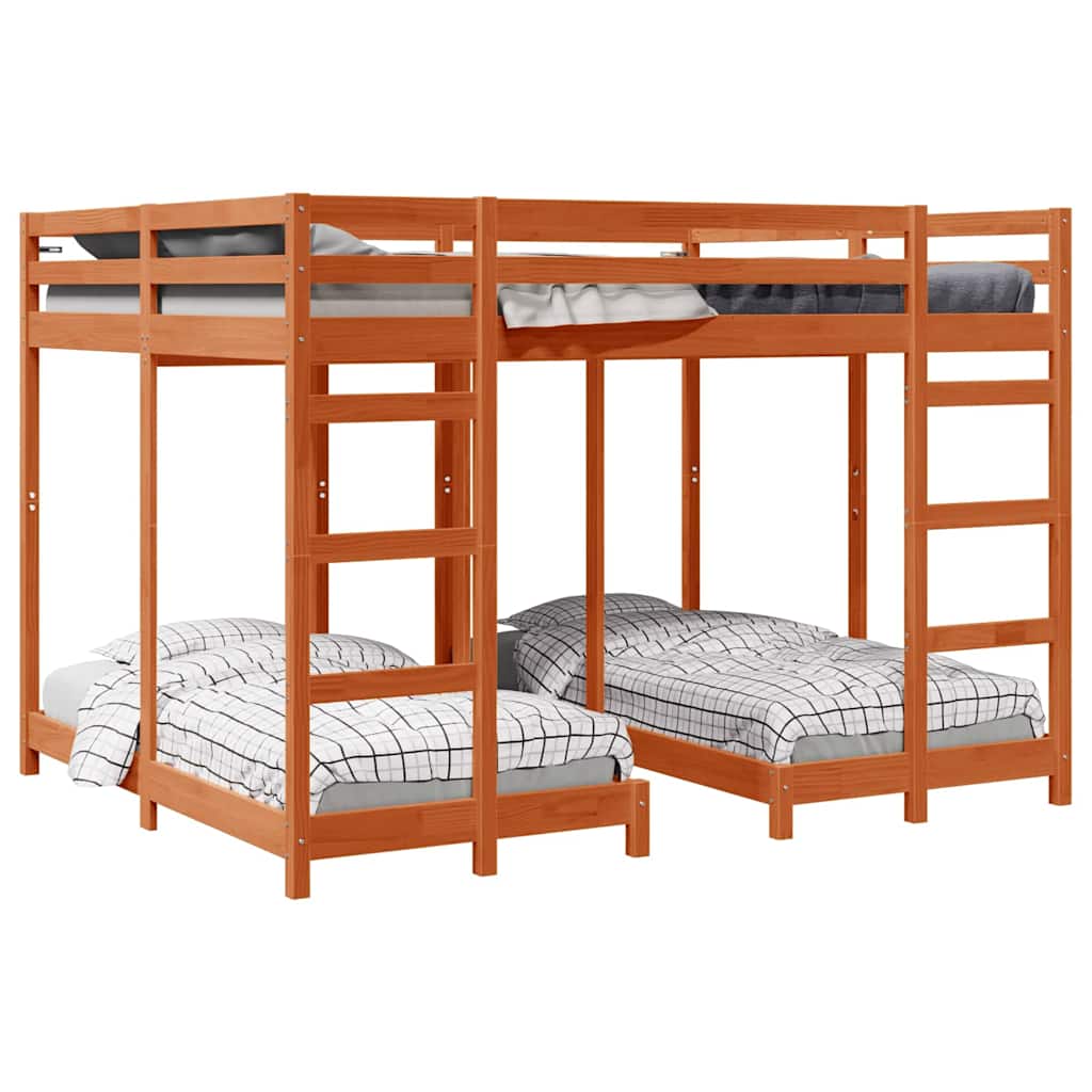Struttura letto a castello triplo Cera marrone 160 x 200 cm | homemem39