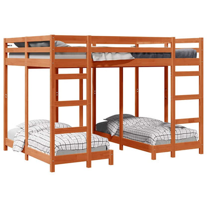 Struttura letto a castello triplo Cera marrone 140 x 200 cm | homemem39