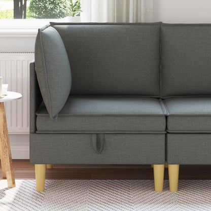 Divano ad Angolo con Storage Grigio Scuro Tessuto | homemem39