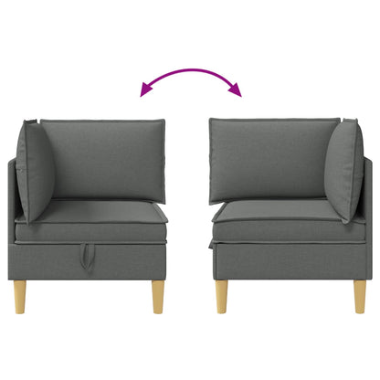 Divano ad Angolo con Storage Grigio Scuro Tessuto | homemem39