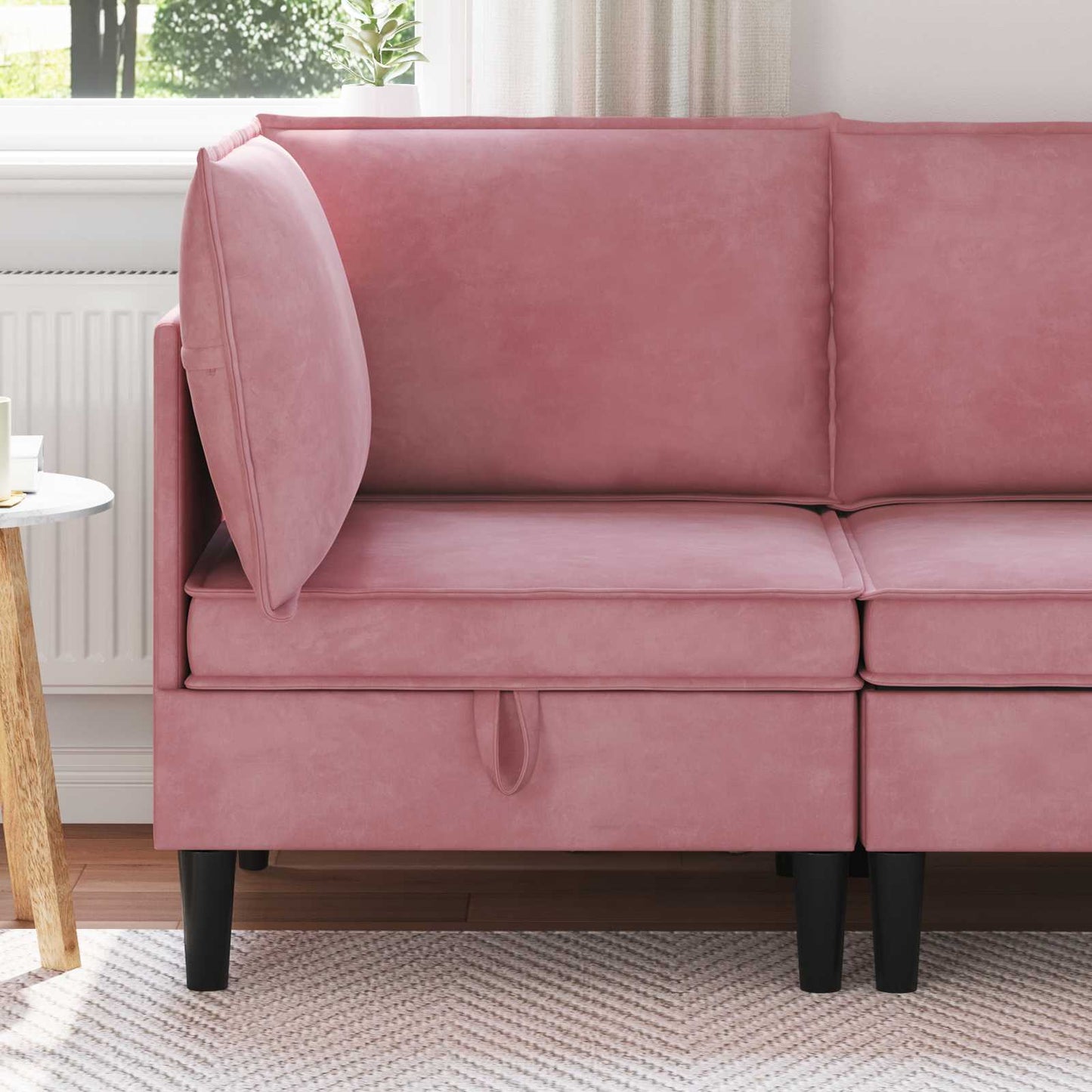 Divano con Stoccaggio Rosa Velluto | homemem39