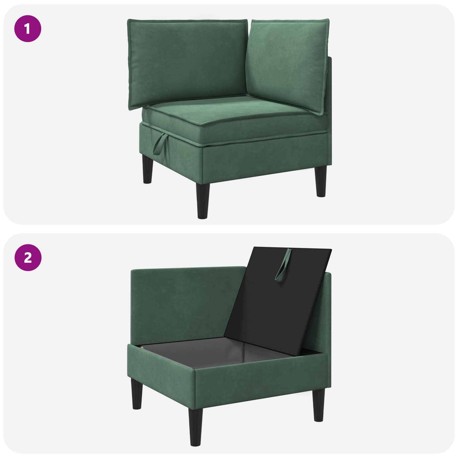 Divano con Stoccaggio Verde Mare Velluto | homemem39