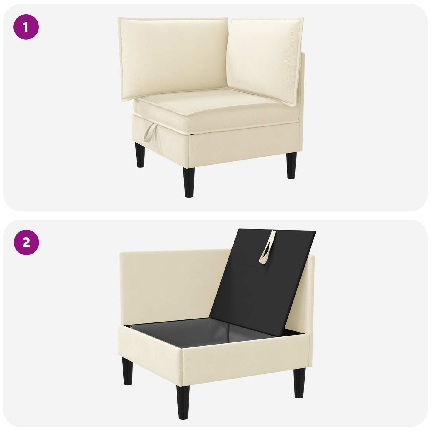Divano Angolare con Storage Crema Velluto | homemem39