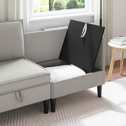 Divano Angolare con Storage Grigio chiaro Velluto