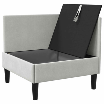 Divano Angolare con Storage Grigio chiaro Velluto