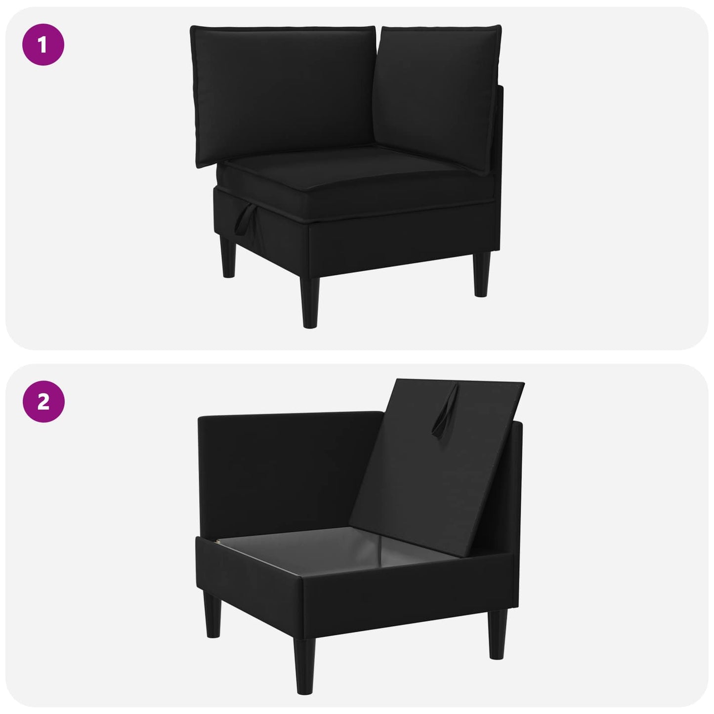 Divano Angolare con Storage Nero Velluto | homemem39