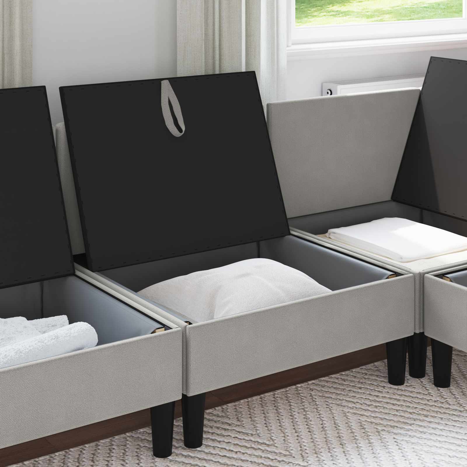 Divano Medio con Storage Grigio chiaro Velluto | homemem39