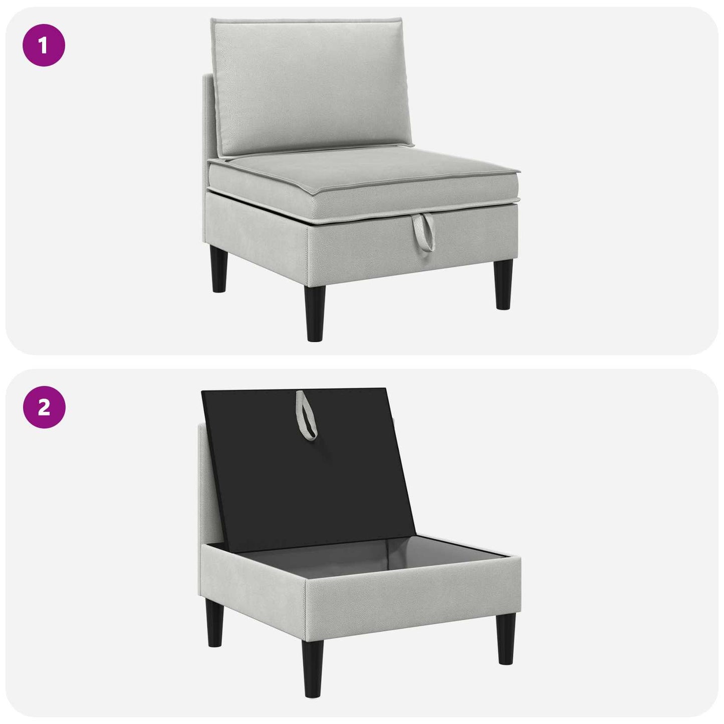 Divano Medio con Storage Grigio chiaro Velluto | homemem39