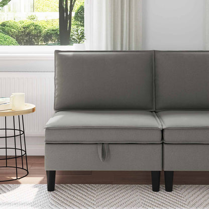 Divano Medio con Storage Grigio scuro Velluto