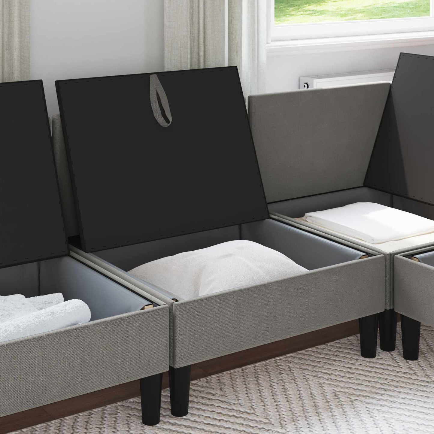 Divano Medio con Storage Grigio scuro Velluto