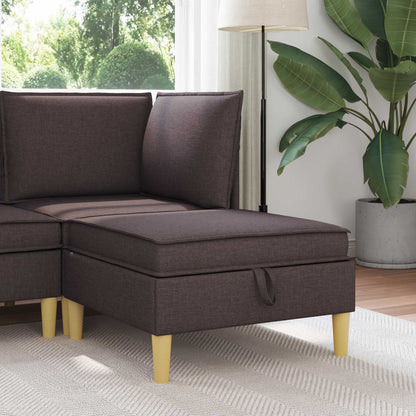 Pouf con Storage Marrone Scuro Tessuto | homemem39