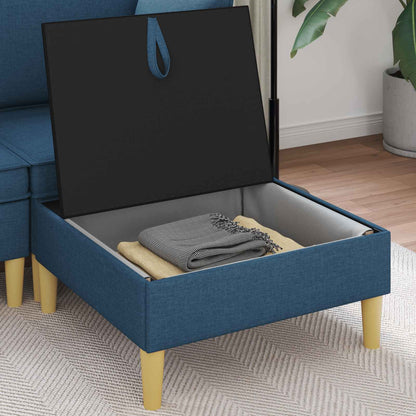 Pouf con Storage Blu Tessuto | homemem39