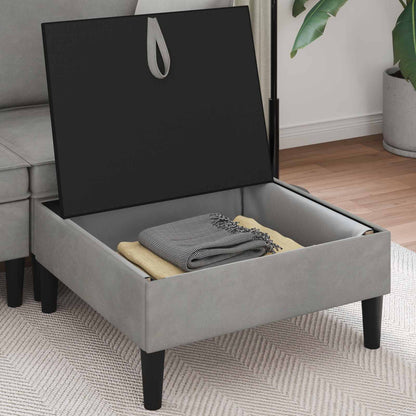 Pouf con Storage Grigio Chiaro Velluto | homemem39