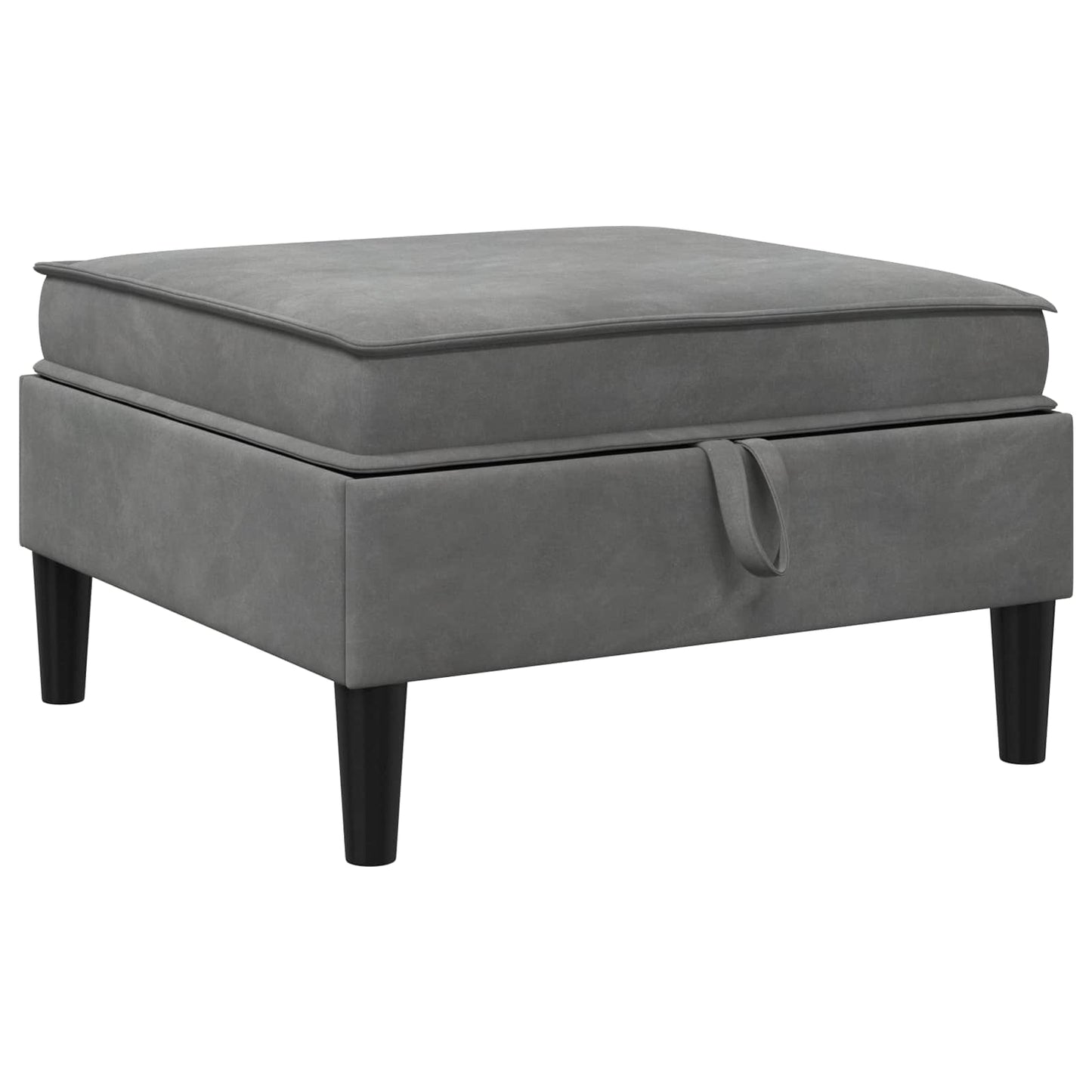 Pouf con Storage Grigio Scuro Velluto