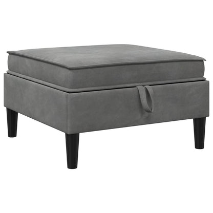 Pouf con Storage Grigio Scuro Velluto